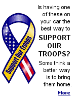 Because the administration was having trouble getting the public to support the war, they latched onto this idea to con the public. Who wouldn't '''Support Our Troops''? Since this article was written in 2005, not much has changed, except the number of soldiers killed and wounded and the name on the door of the Oval Office.